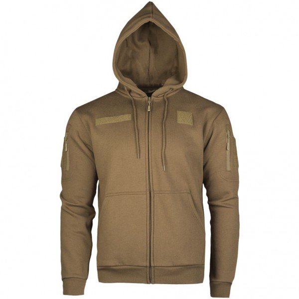 Felpe tattiche c cappuccio e zip tasche sulle maniche e velcri Coyote